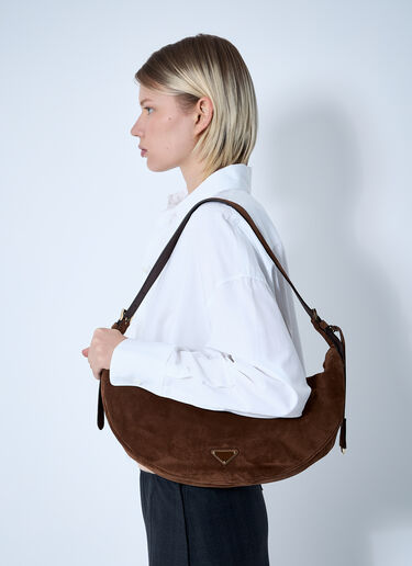 Prada Small Suede Shoulder Bag Brown pra0262019