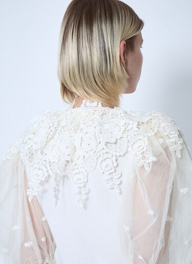 Chloé Puff-Sleeve Bodysuit With Lace Detail White chl0260001