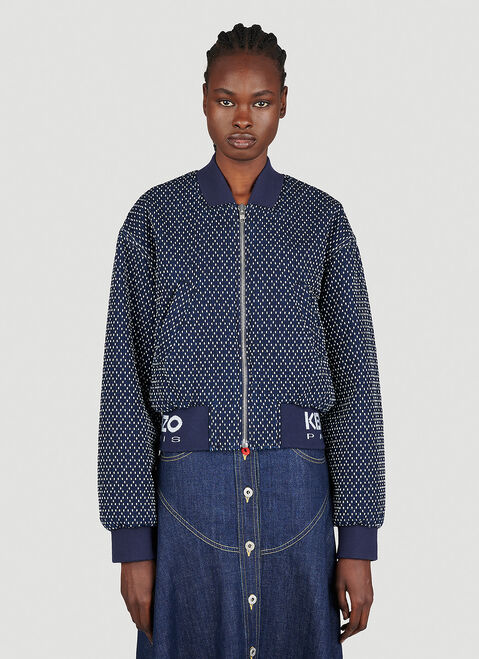Kenzo Sashiko Stitch Embroidered Bomber Jacket Purple knz0253005