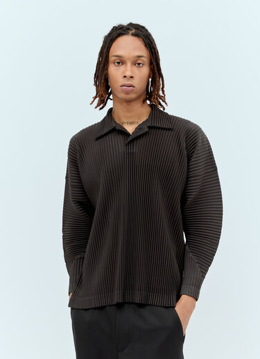 Homme Plissé Issey Miyake January Pleated Polo Shirt Grey hmp0156006