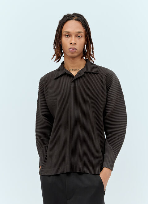 Homme Plissé Issey Miyake Monthly Colors: January Pleated Polo Shirt Black hmp0156015