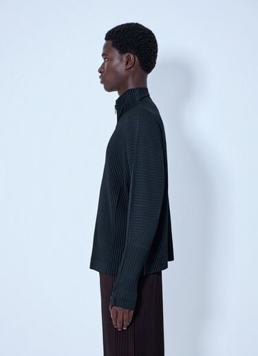 Homme Plissé Issey Miyake Pleated Half Zip Through Top Black hmp0164012