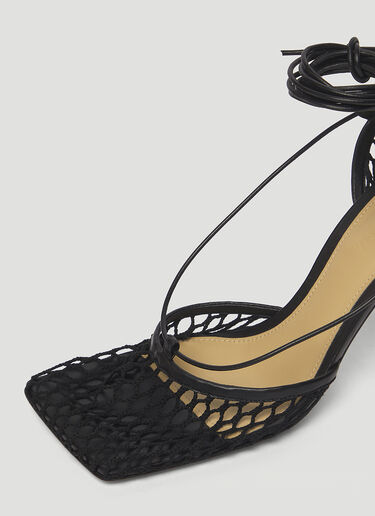 Bottega Veneta 网布踝带高跟鞋 黑色 bov0243032
