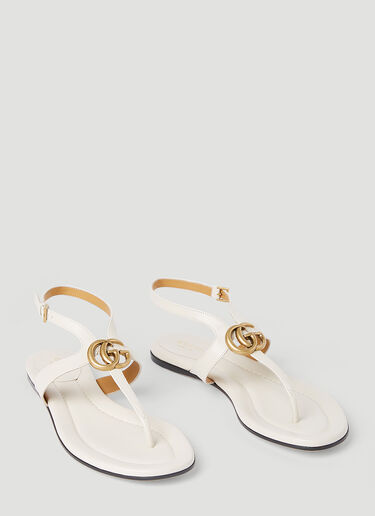 Gucci Double G Thong Leather Sandals White guc0253133