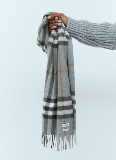 Burberry 大幅格纹羊绒围巾 灰色 bur0155078