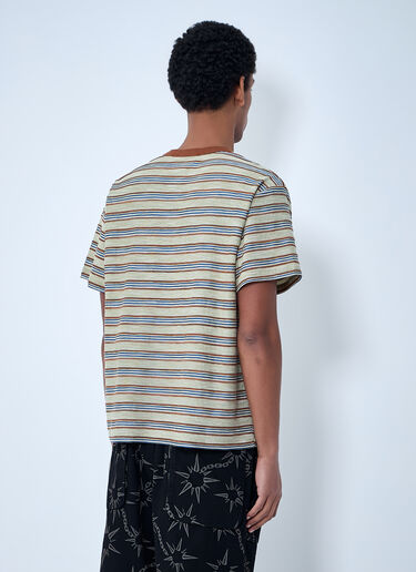 Brain Dead Striped Crewneck T-Shirt Beige bra0162006