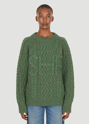 Sky High Farm Workwear Cable Knit Sweater Dark Green skh0350007