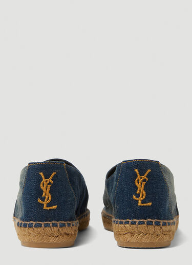 Saint Laurent Monogram Embroidered Denim Espadrilles Blue sla0247066