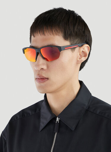 Polarised Semi-Rimless Sunglasses Prada Linea Rossa Polarised Semi-Rimless Sunglasses Black lpl0151002