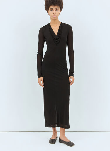 TOTEME Draped V-Neck Maxi Dress Black tot0258004