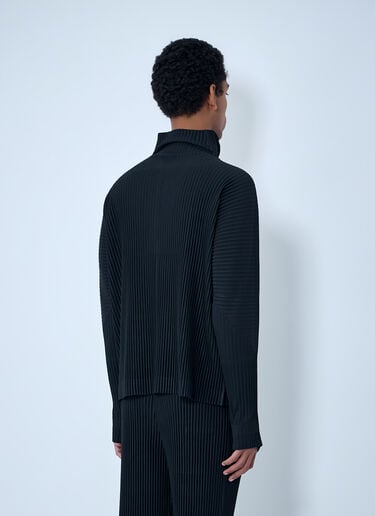 Homme Plissé Issey Miyake Pleated Half-Zip Pullover Sweater Black hmp0163004
