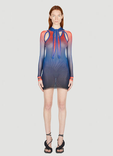 Ottolinger Mesh Hooded Mini Dress Blue ott0251031