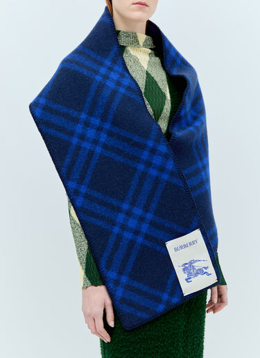 Burberry Check Wool Scarf Navy bur0355002