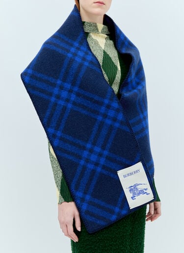 Burberry 格纹羊毛围巾 藏蓝色 bur0355002