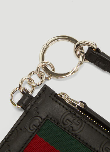 Gucci Web Strap Leather Card Case Black guc0133057