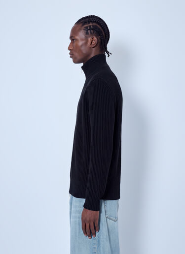 LN-CC® - MM6 Maison Margiela: Ribbed Zip-Up Cardigan - Black MM6 Maison Margiela Ribbed Zip-Up Cardigan Black mmm0165003