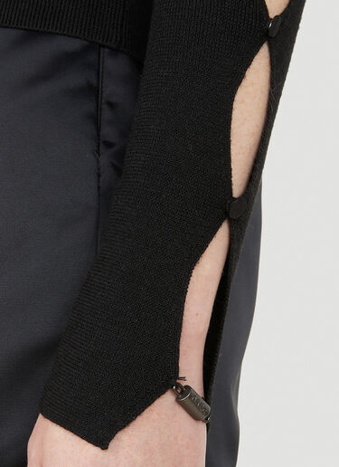 032C Unbutton Long Sleeve Knit Top Black cee0248003