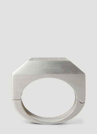 Rick Owens Large Beveled Bangle Bracelet Silver ric0245052