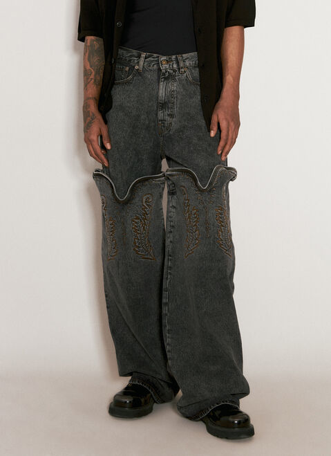 Y/PROJECT Evergreen Maxi Cowboy Cuff Jeans Black ypr0156003