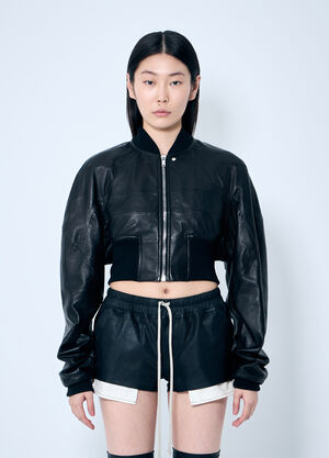 Rick Owens Girdered Bomber Cropped Jacket Black ric0259014