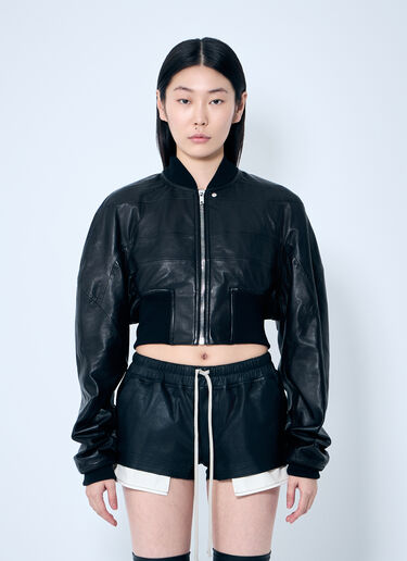 Rick Owens Girdered Bomber Cropped Jacket Black ric0259014