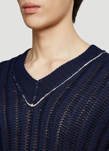 Maison Margiela V-Neck Chunky-Knit Sweater Blue mla0143006