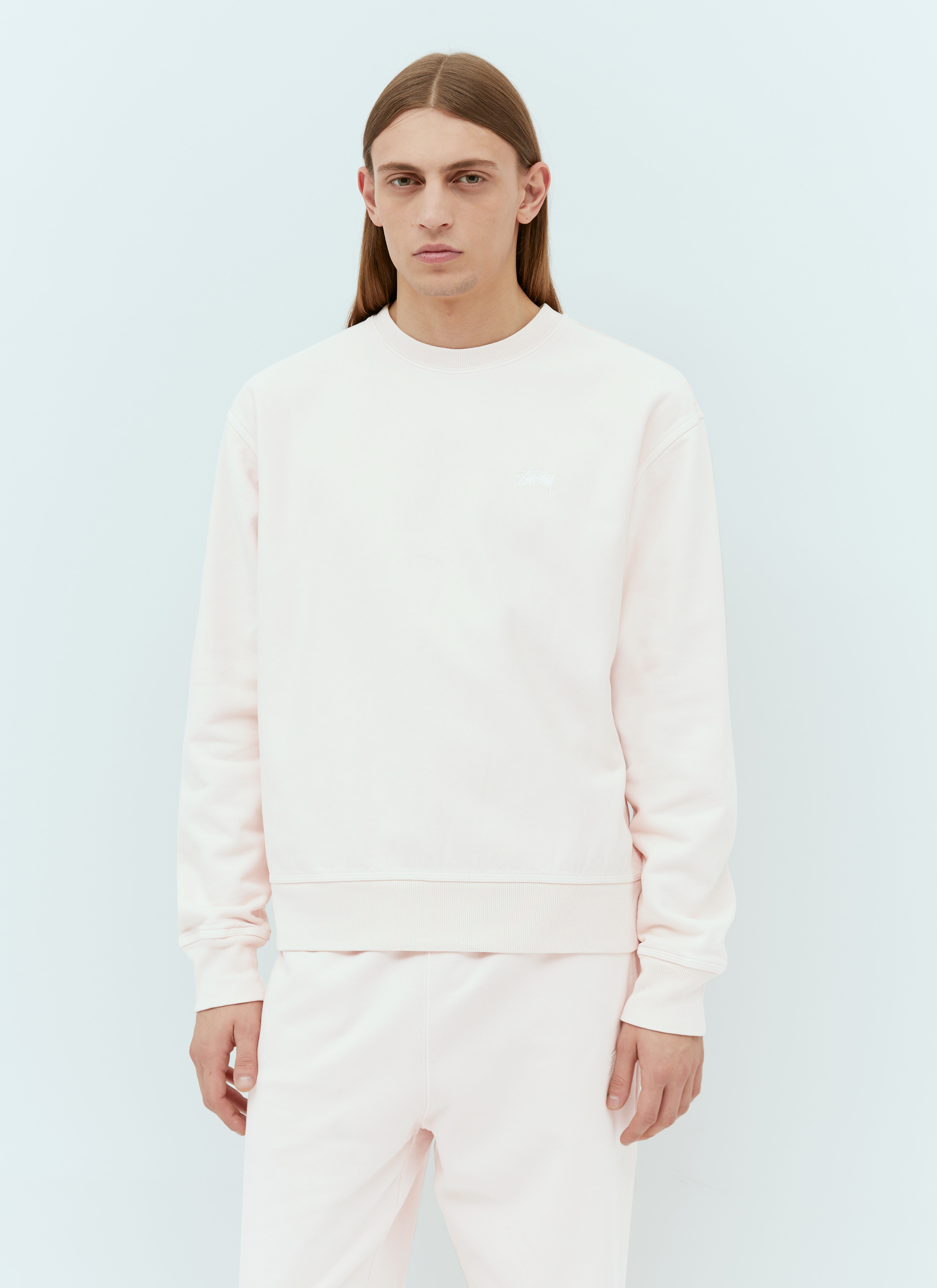 St ssy Logo Embroidery Sweatshirt in Pink LN CC