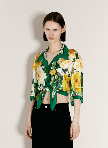 Dolce & Gabbana Cropped Silk Shirt Green dol0255014