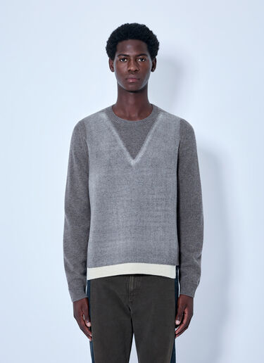 LN-CC® - Maison Margiela: Fused Knit Sweater - Grey Maison Margiela Fused Knit Sweater Grey mla0166008