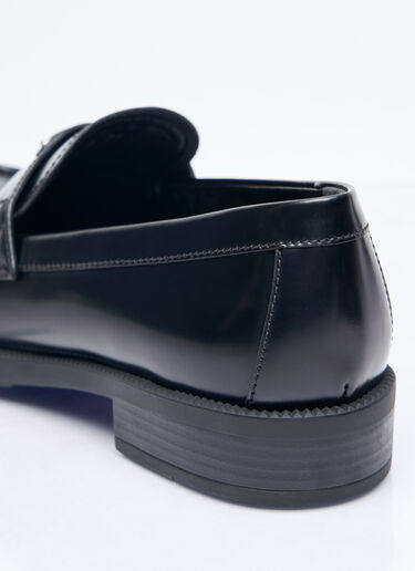Prada Logo Plaque Leather Loafers Black pra0258036