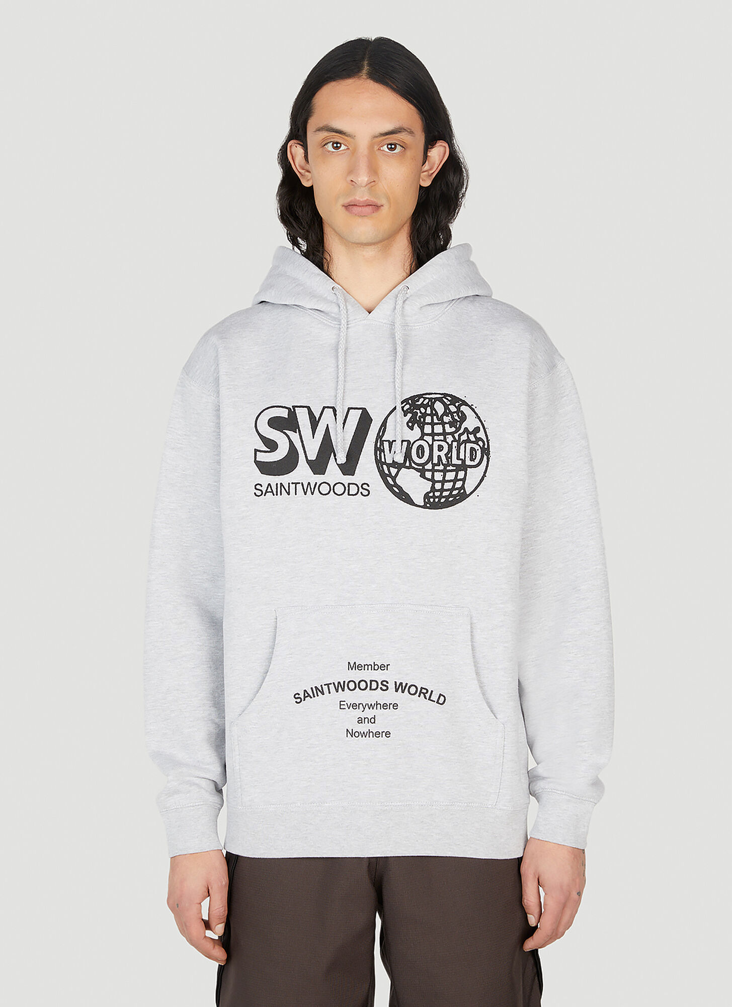 Saintwoods World Member Hooded Sweatshirt In Light Grey