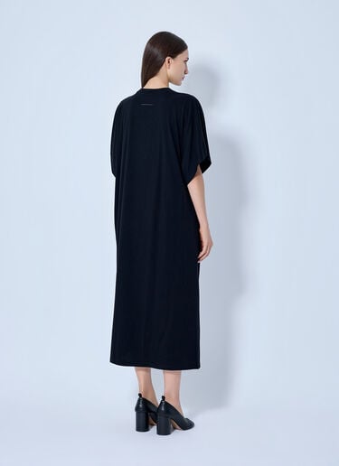LN-CC® - MM6 Maison Margiela: Draped Midi Dress - Black MM6 Maison Margiela Draped Midi Dress Black mmm0265003
