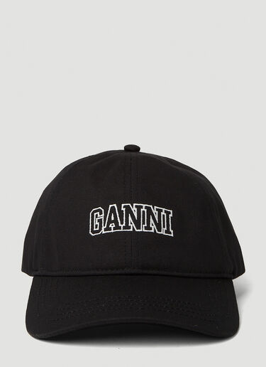 GANNI ロゴ刺繍ベースボールキャップ ブラック gan0251004