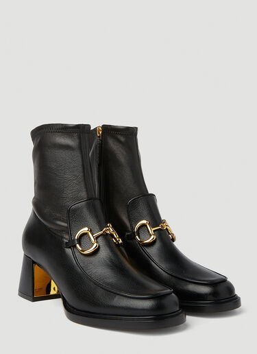 Gucci Horsebit Plaque Ankle Boots Black guc0251156