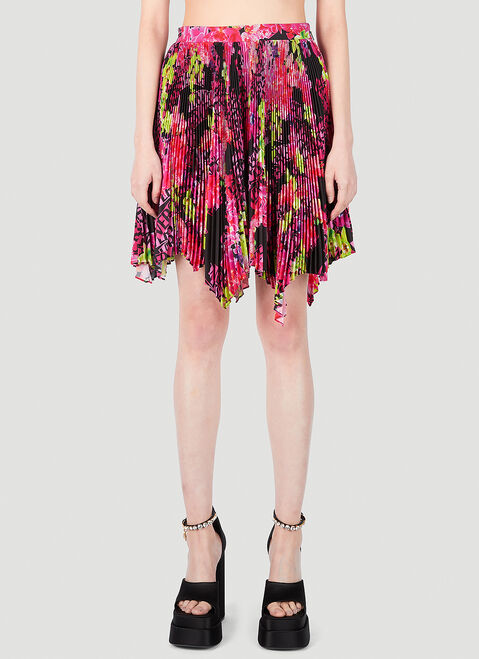 Jil Sander Floral Logo Pleated Mini Skirt Blue jil0249004