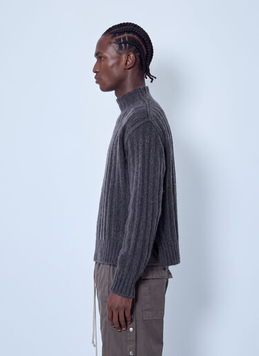 LN-CC® - Rick Owens: Turtle Neck Knit Jumper - Grey Rick Owens Turtle Neck Knit Jumper Grey ric0166001
