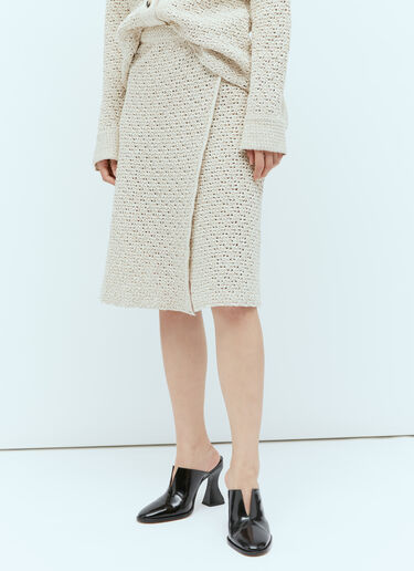 Bottega Veneta Textured Knit Wraparound Midi Skirt Beige bov0256029