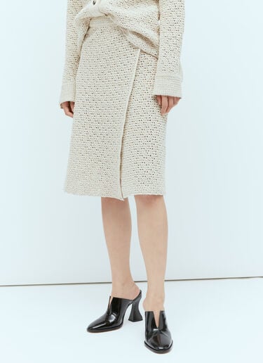 Bottega Veneta 纹理针织裹身式中长半身裙 米色 bov0256029