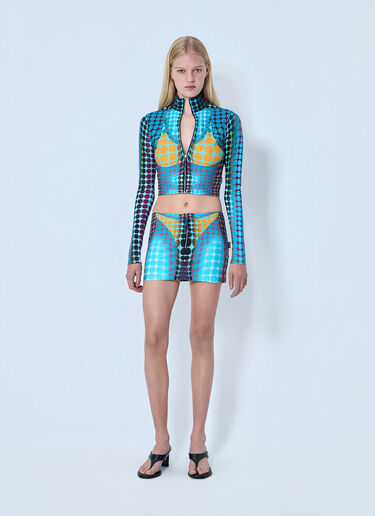 Jean Paul Gaultier Re-Edition Cropped Zip-Up Long Sleeve Top Blue jpg0264018