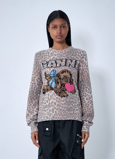 GANNI Wool-Blend Sweater Brown gan0263003