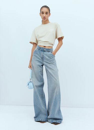 Jacquemus Logo Print T-Shirt Beige jac0354002