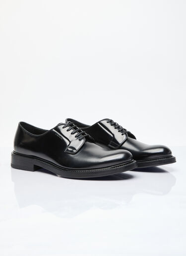 Prada Brushed Leather Lace-Up Shoes Black pra0155020