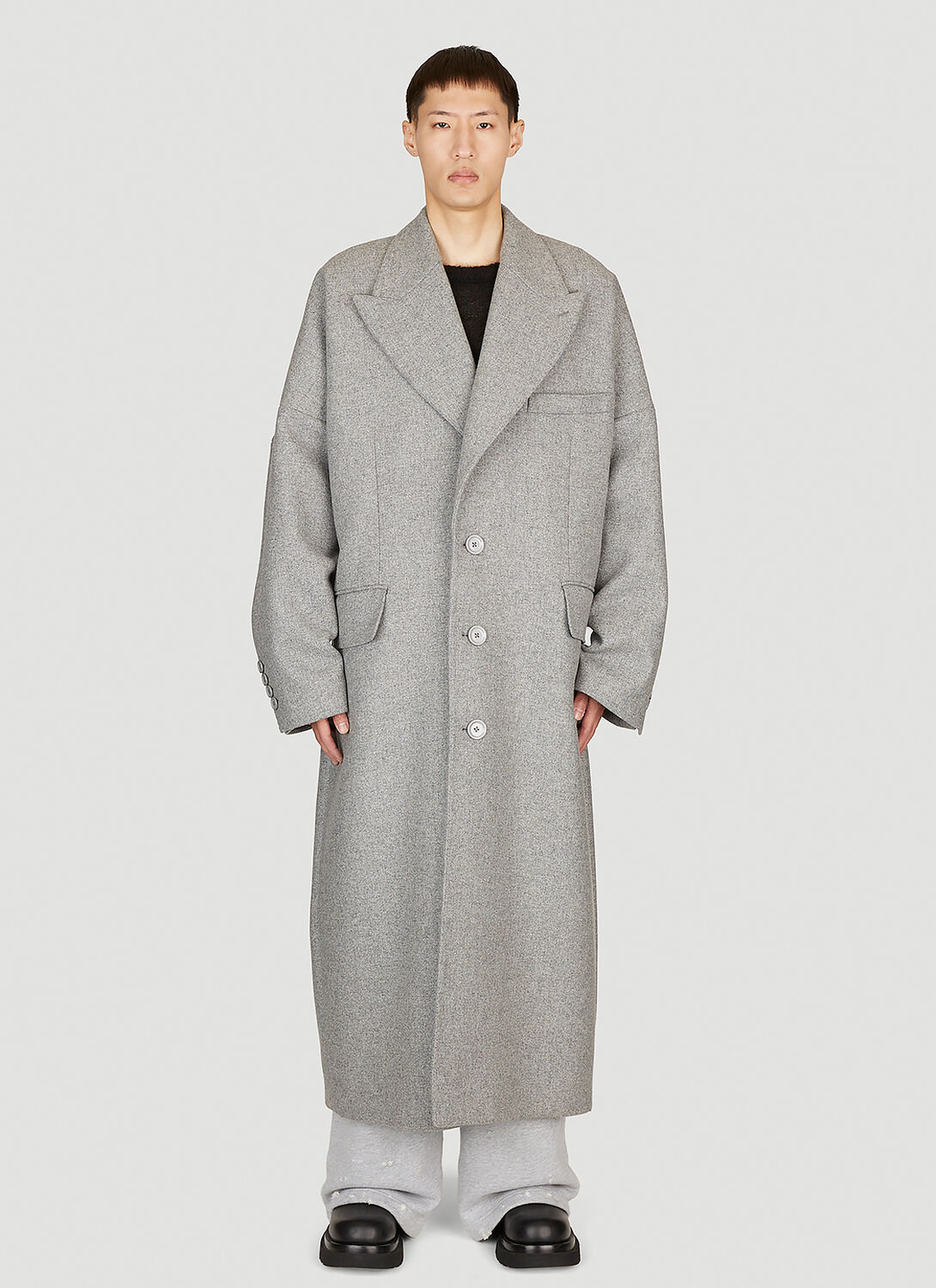 Dolce & Gabbana Oversize Single-breasted Wool-blend Coat In Grey