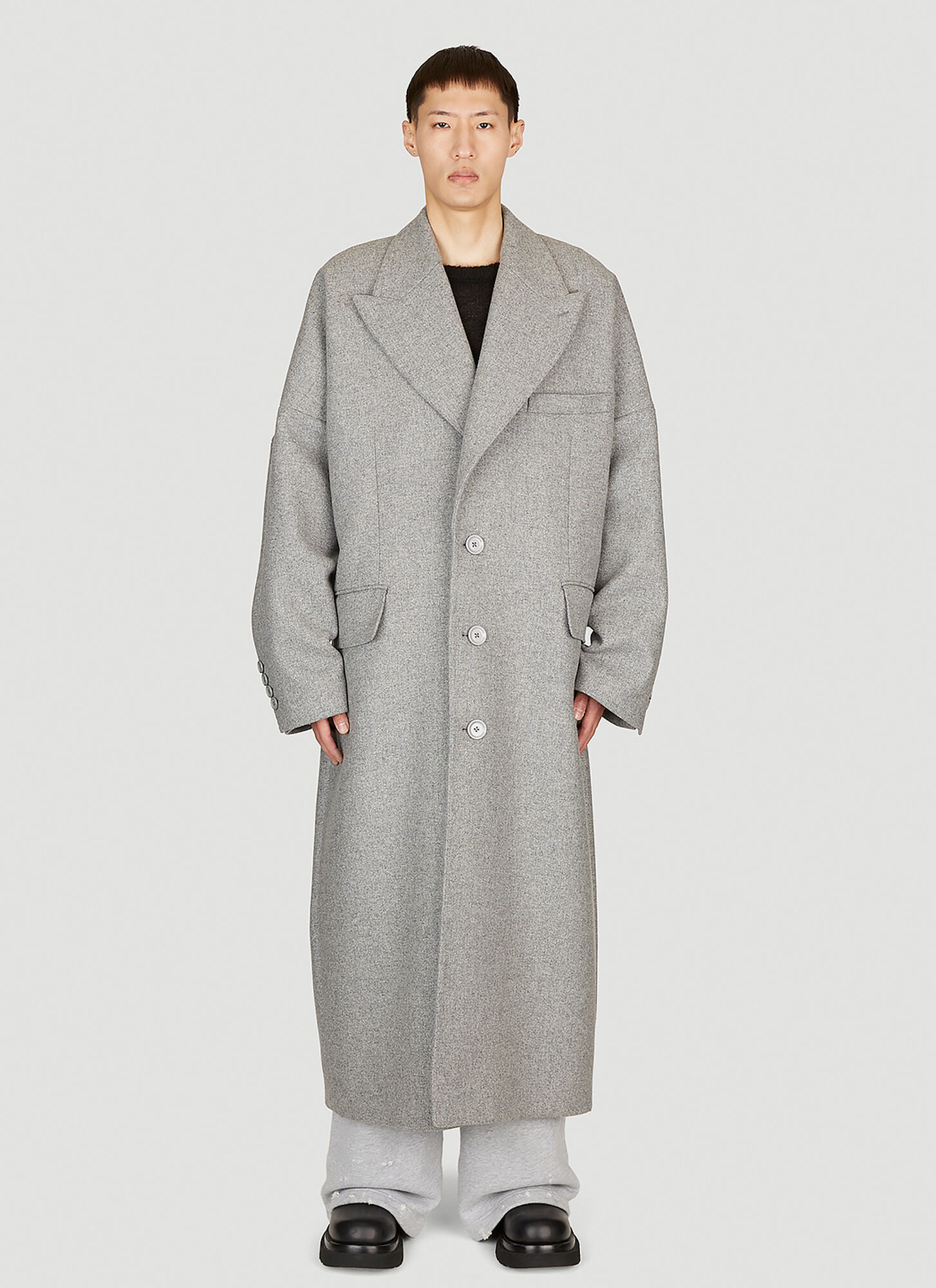 Dolce & Gabbana Double-breasted Wool Coat In Grey