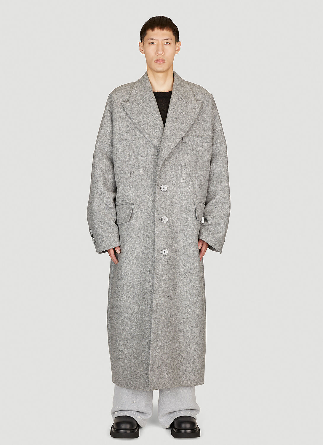 Shop Dolce & Gabbana Double-breasted Wool Coat In Grey