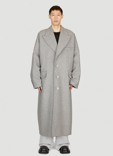 Dries Van Noten Double-Breasted Wool Coat Grey dvn0154001