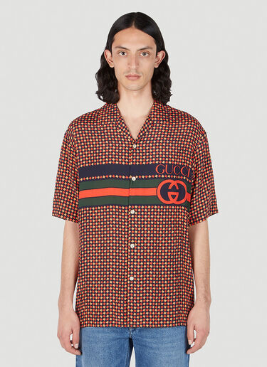Houndstooth Bowling Shirt Gucci Houndstooth Bowling Shirt Red guc0152073