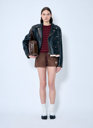 Miu Miu Leather Biker Jacket Black miu0259020
