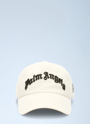 Logo Motif Baseball Cap Palm Angels Logo Motif Baseball Cap White pma0360001
