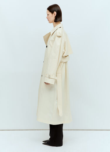 Burberry Long Gabardine Trench Coat Cream bur0255044